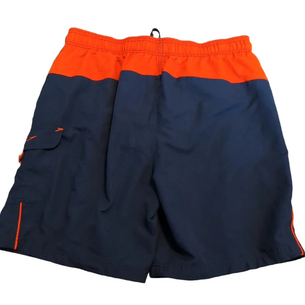 SPEEDO Navy Blue Orange Men's Swim Trunks XXL Summer Vacation